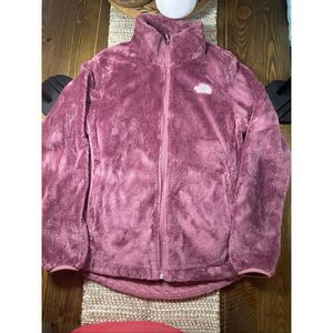 The North Face Jacket Womens Medium Blush Burgundy Osito Fleece Full Zip Pockets